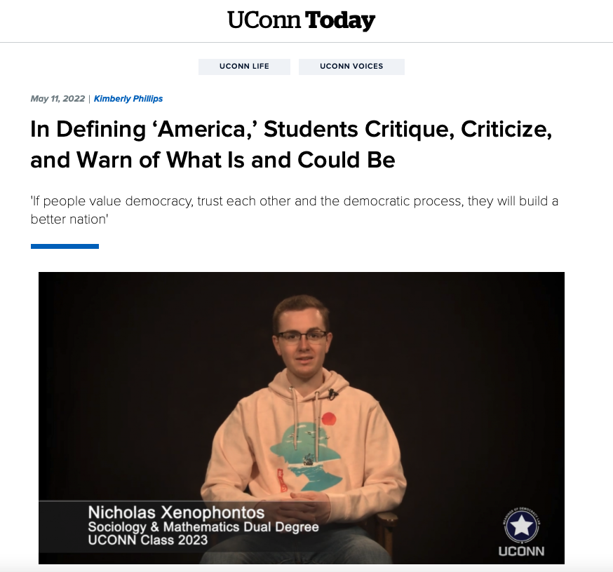 Screenshot of UConn Today article